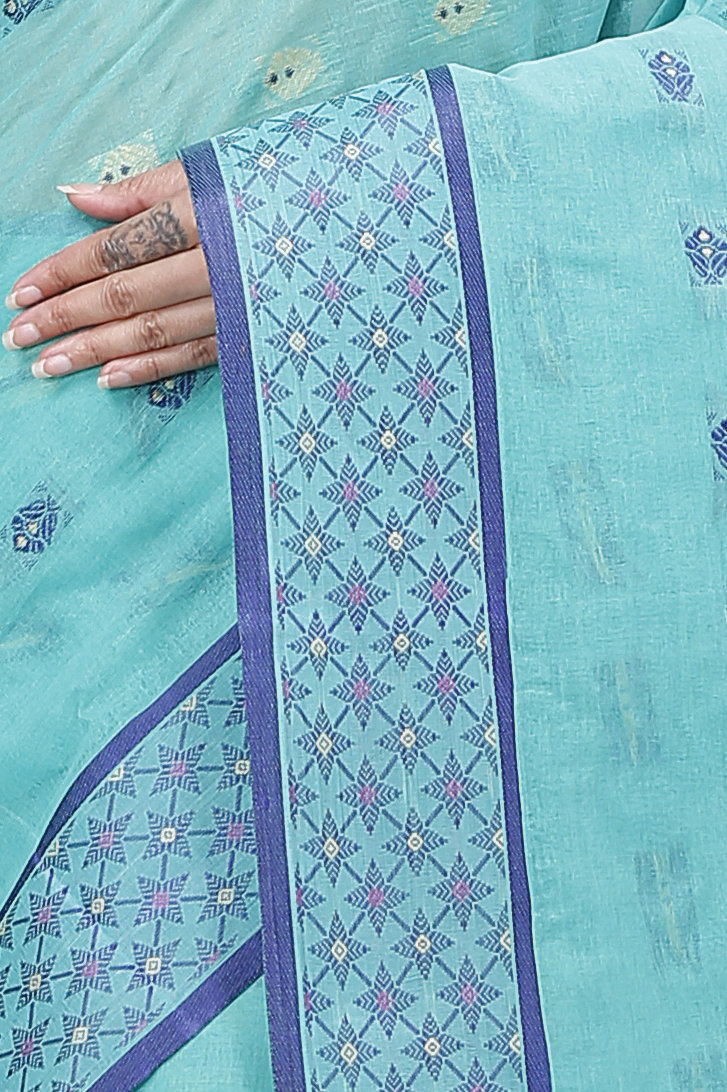 See Green Pure Cotton Reese Tant Saree (968)